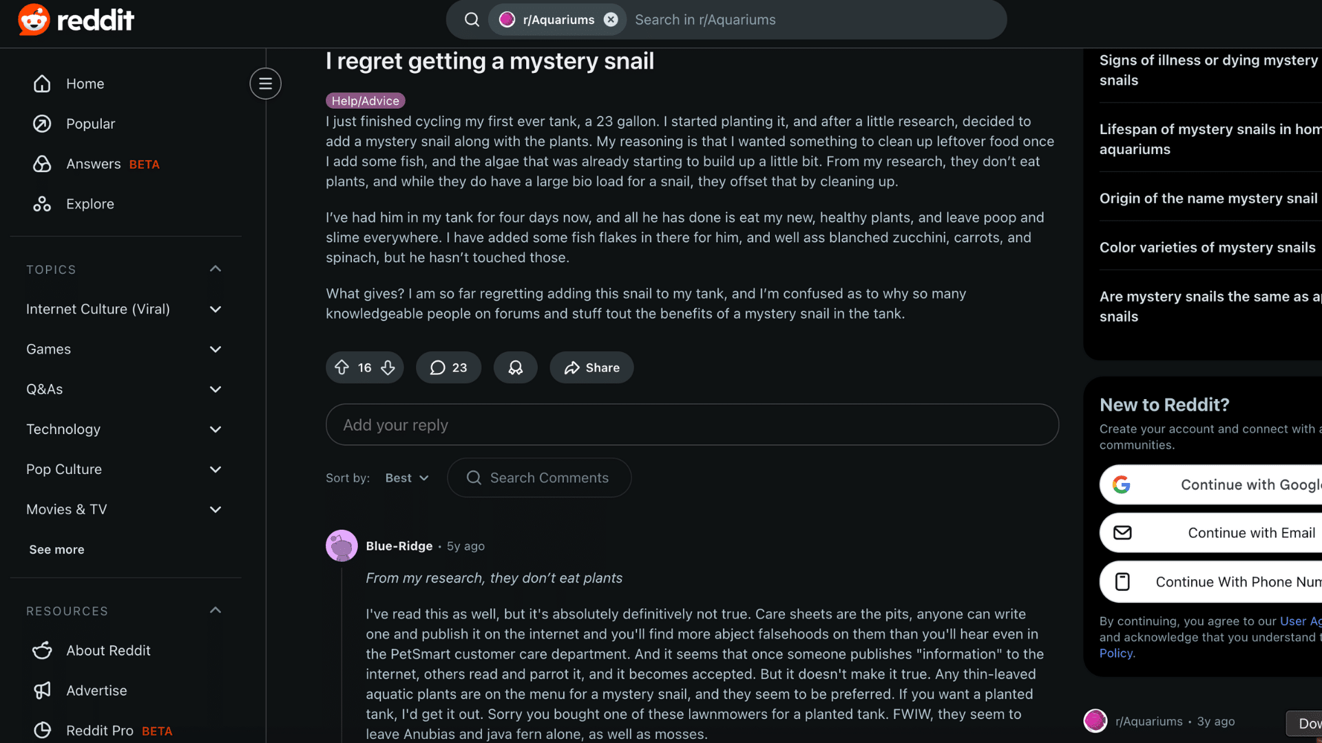 mystery snail reddit review