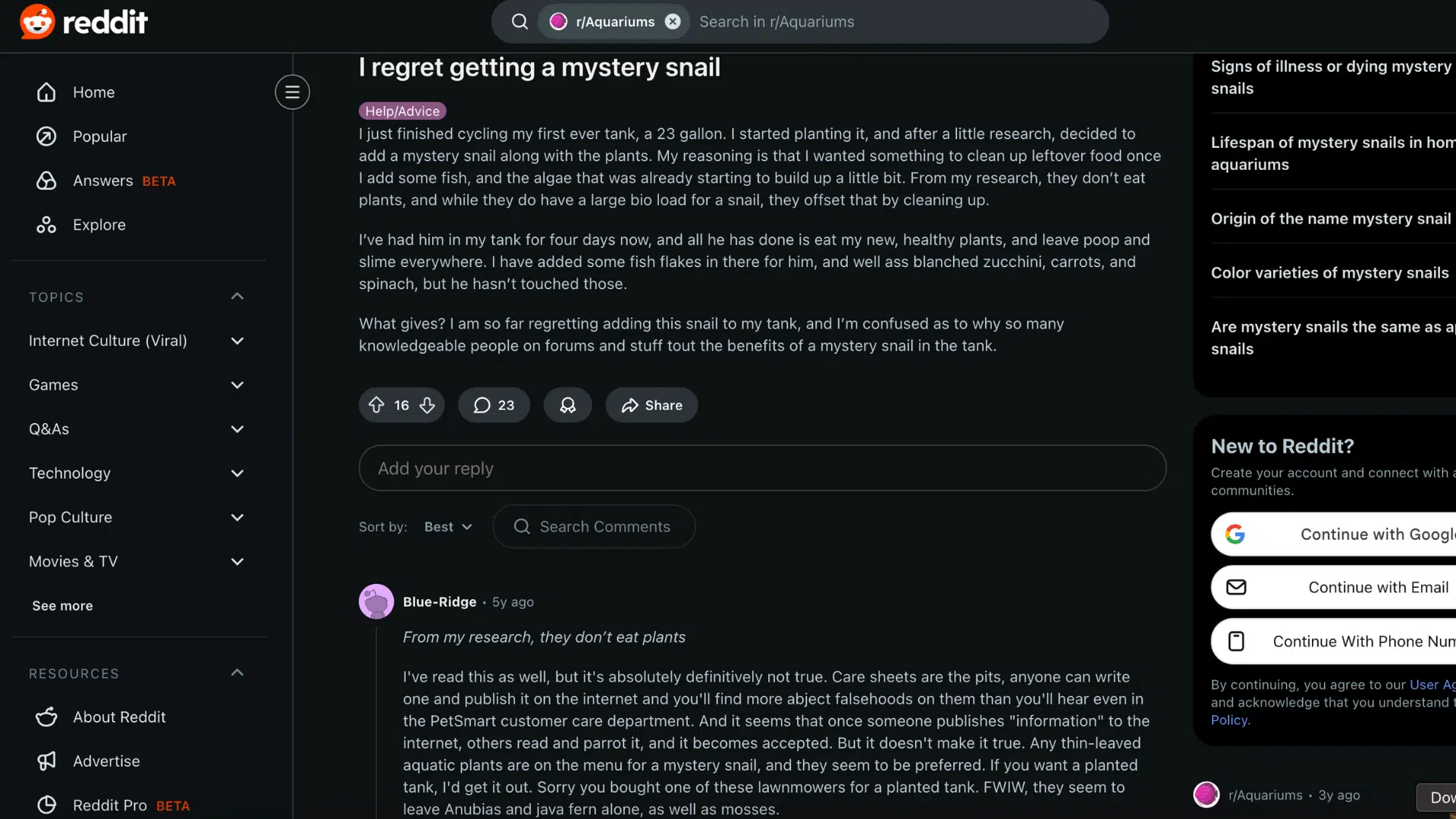 mystery snail reddit review