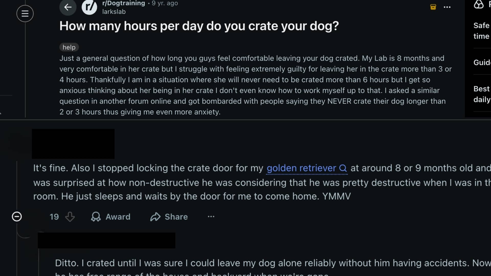 what people say about dog crating
