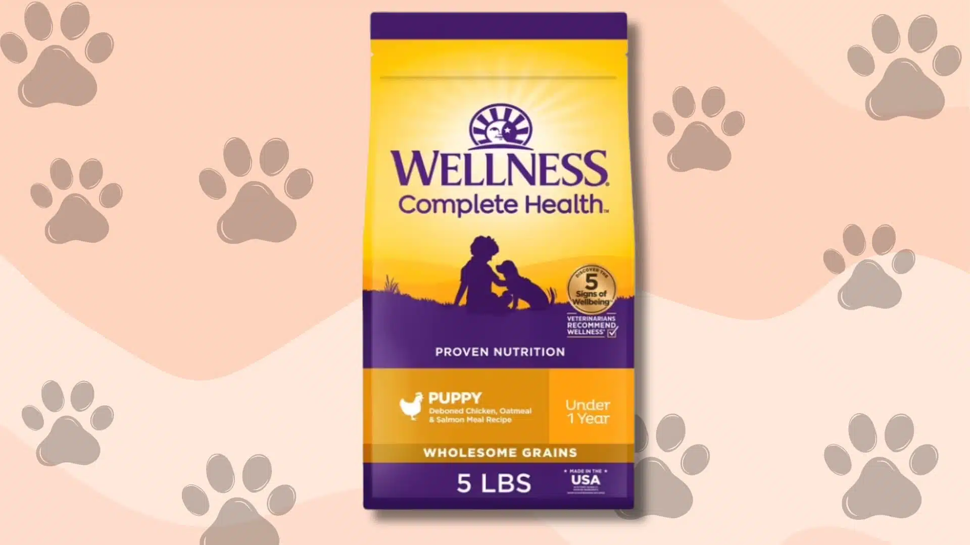 Wellness Complete Health Puppy food bag designed for healthy growth and balanced nutrition for puppies