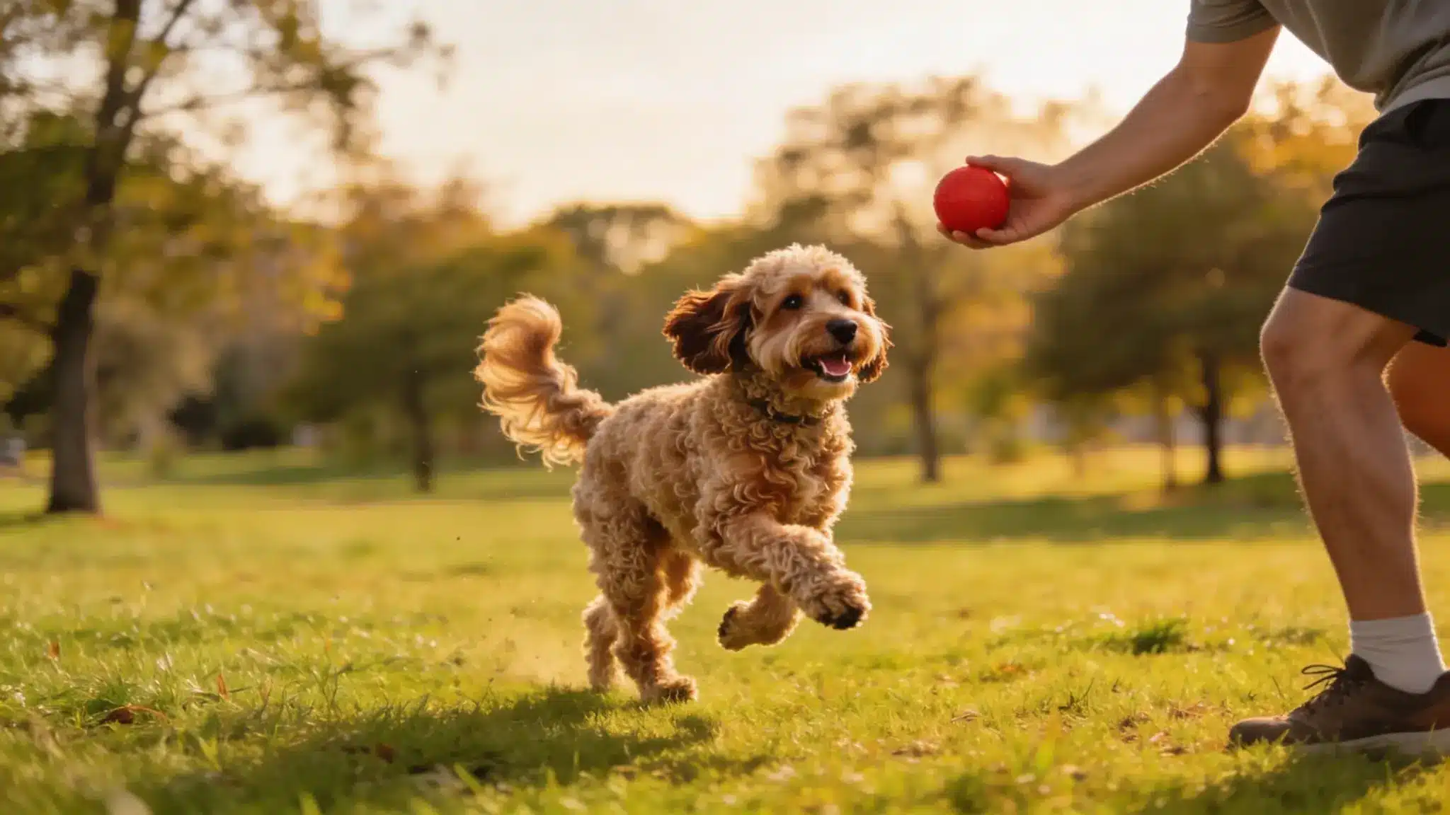 Cavapoo training with owner
