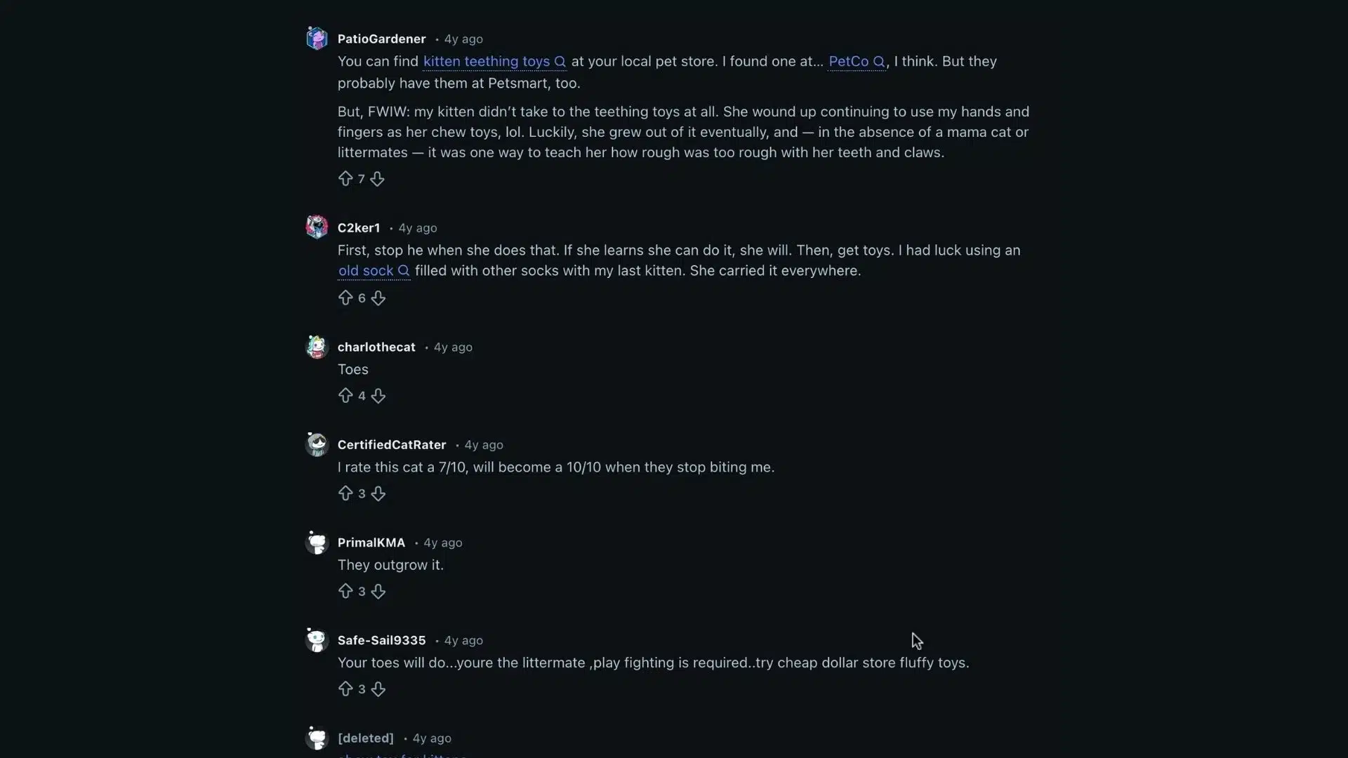 Discussion about kitten chew toys and teething