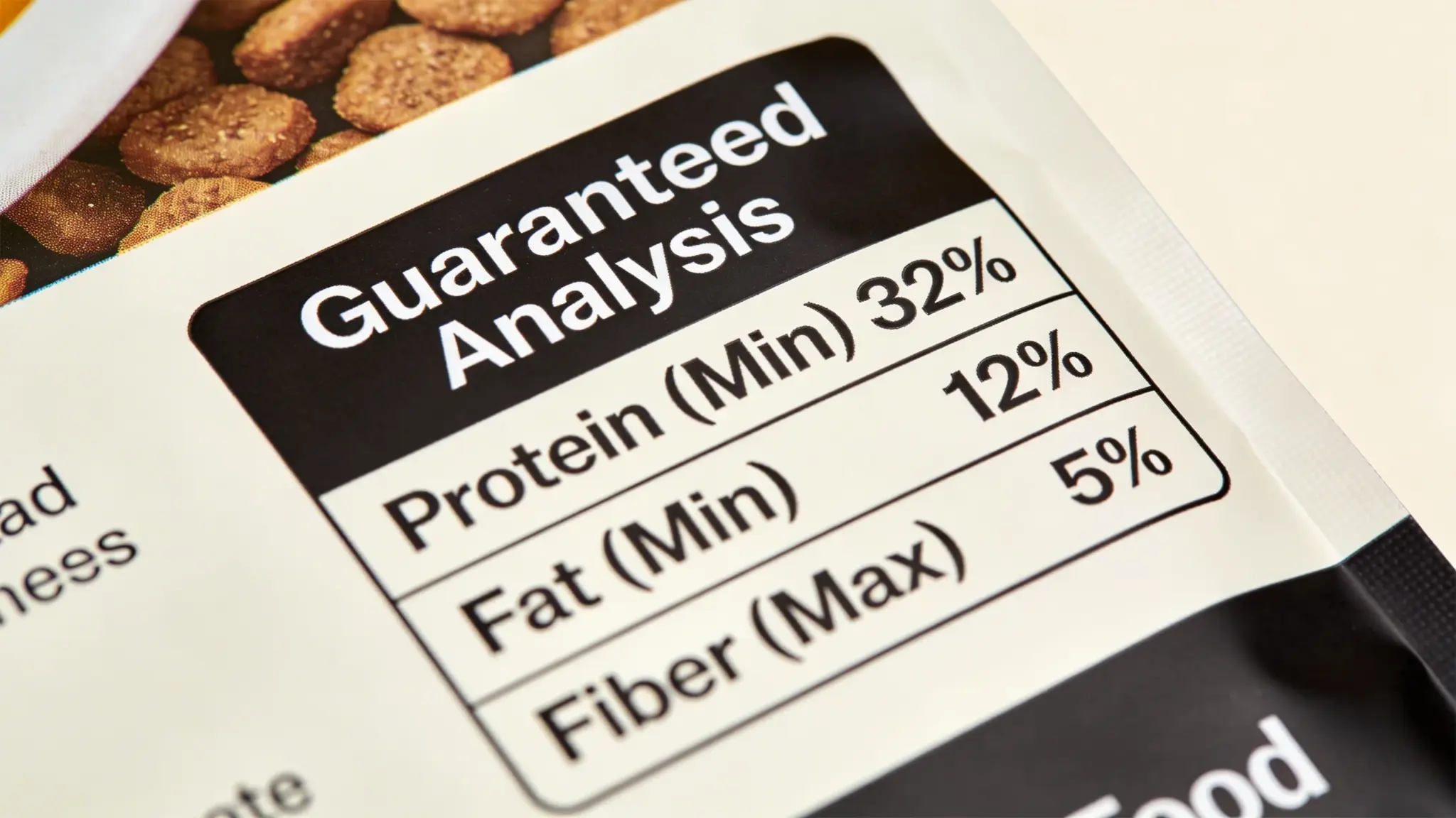 Dog food label
