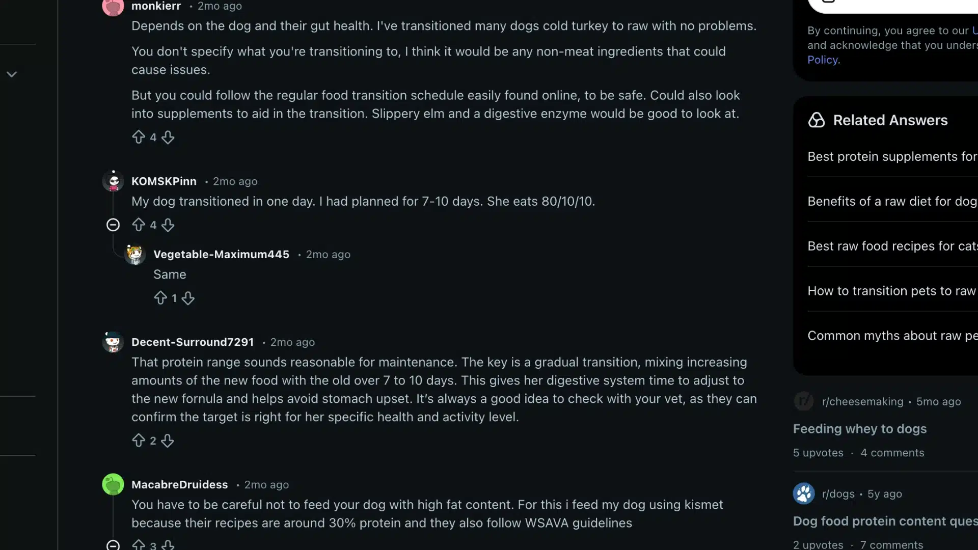 Dog protein discussion on Reddit