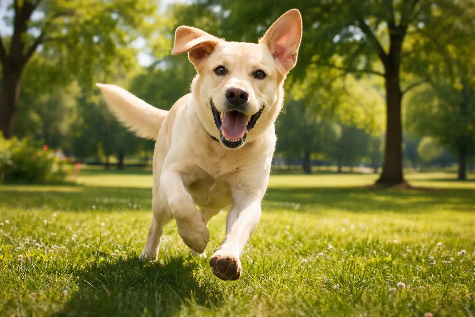 Dog running in excitement