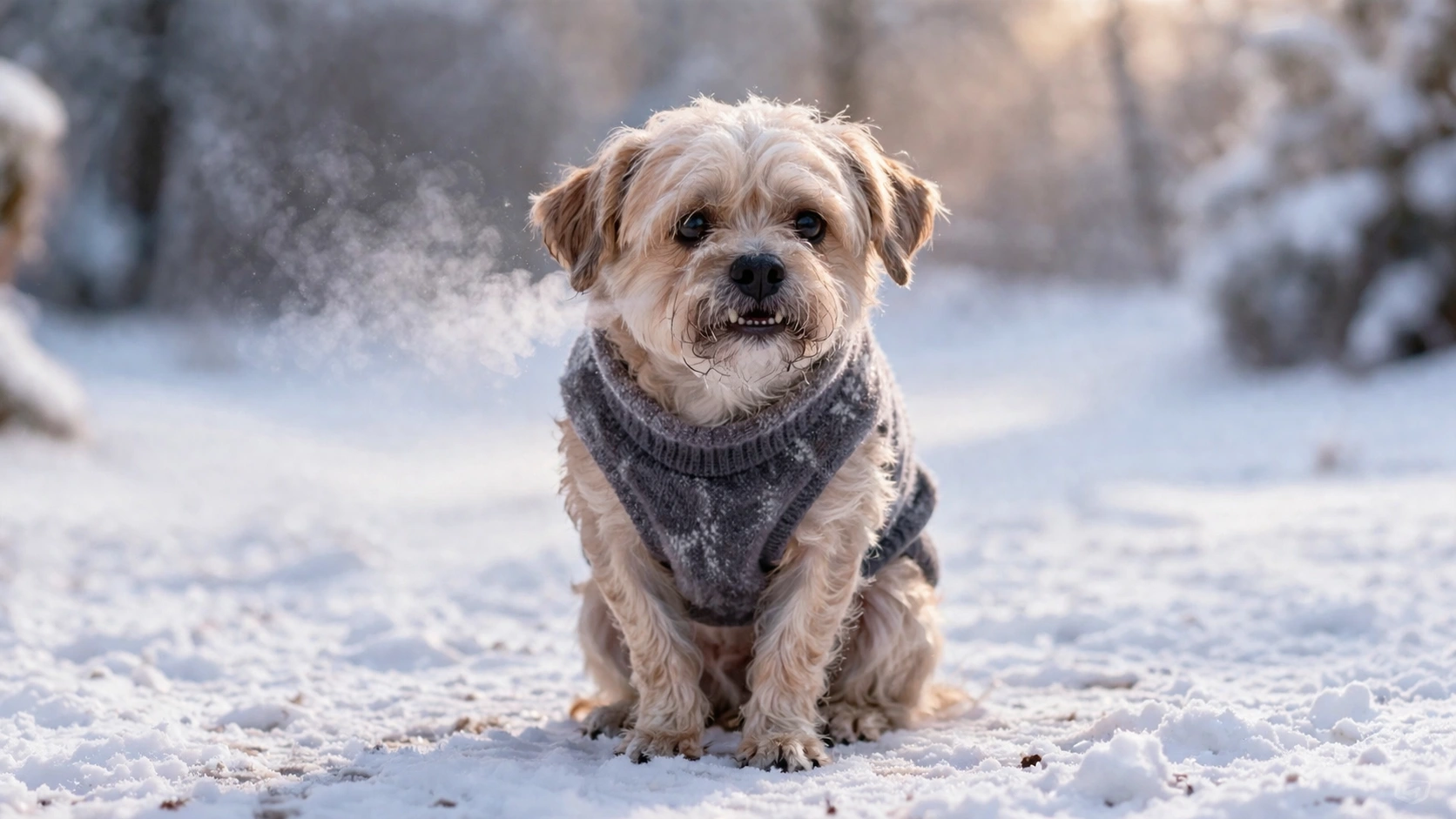 Dog shivering in cold