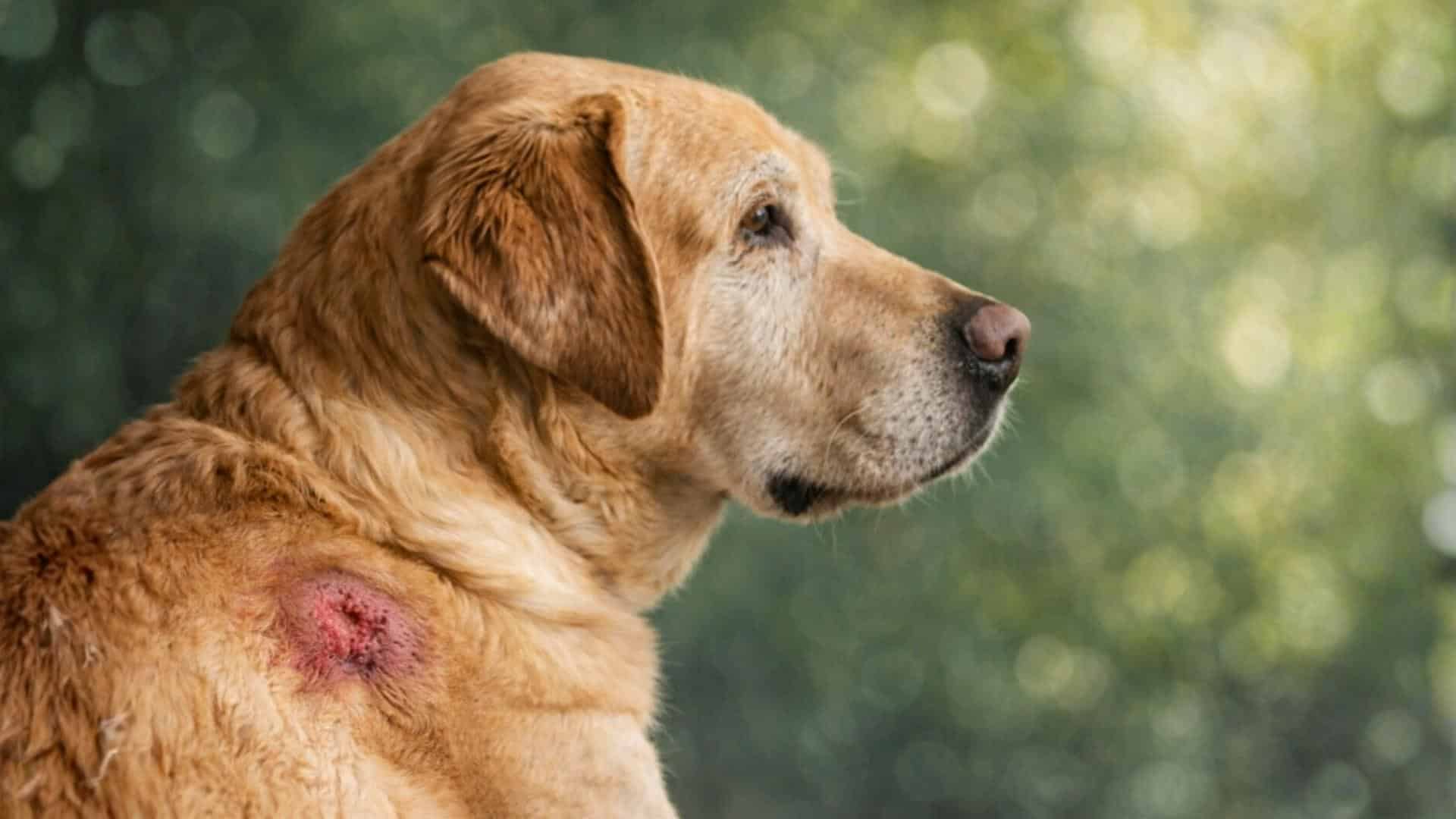 dog with hot spot on shoulder