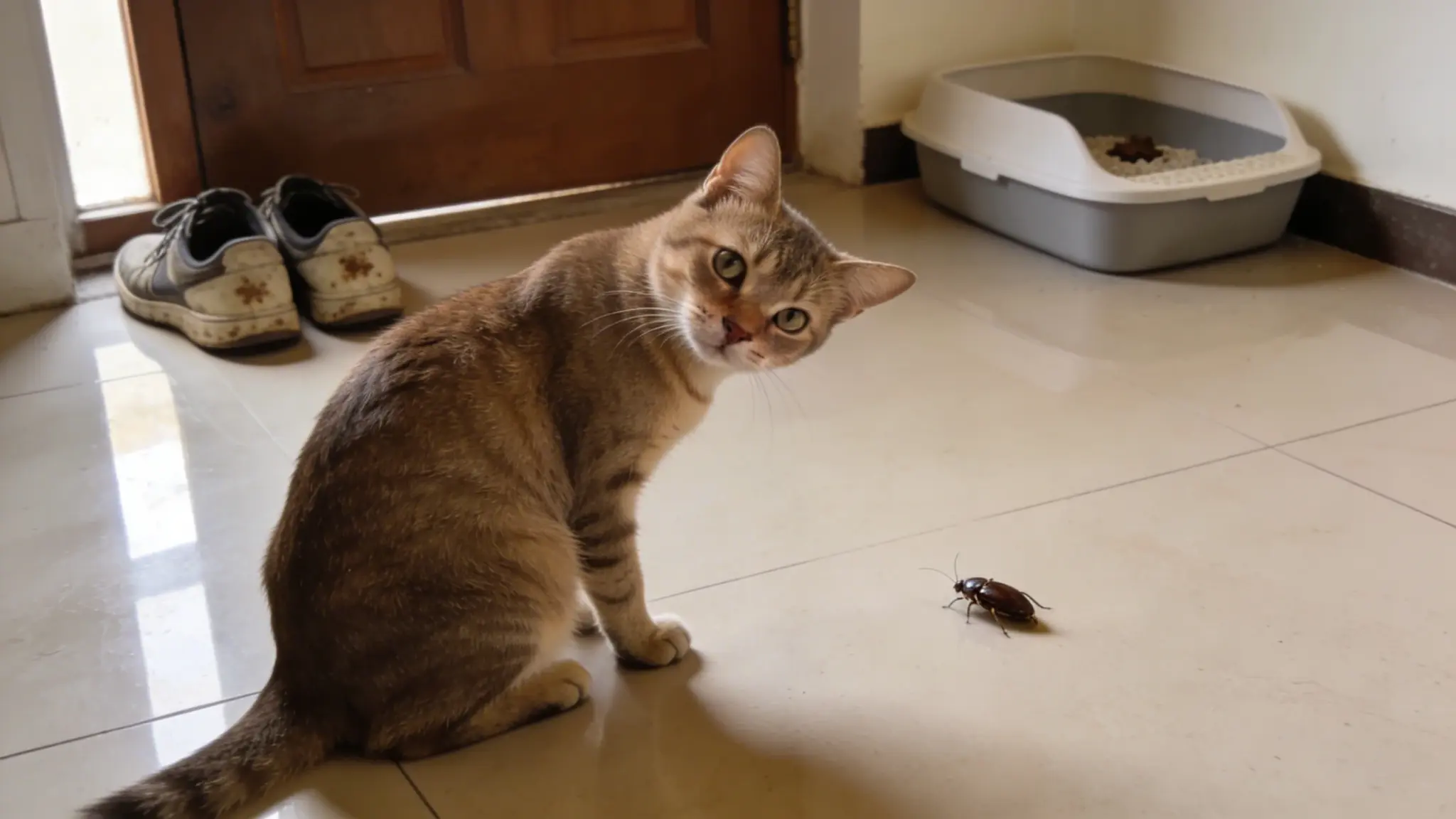 Indoor cat with bugs