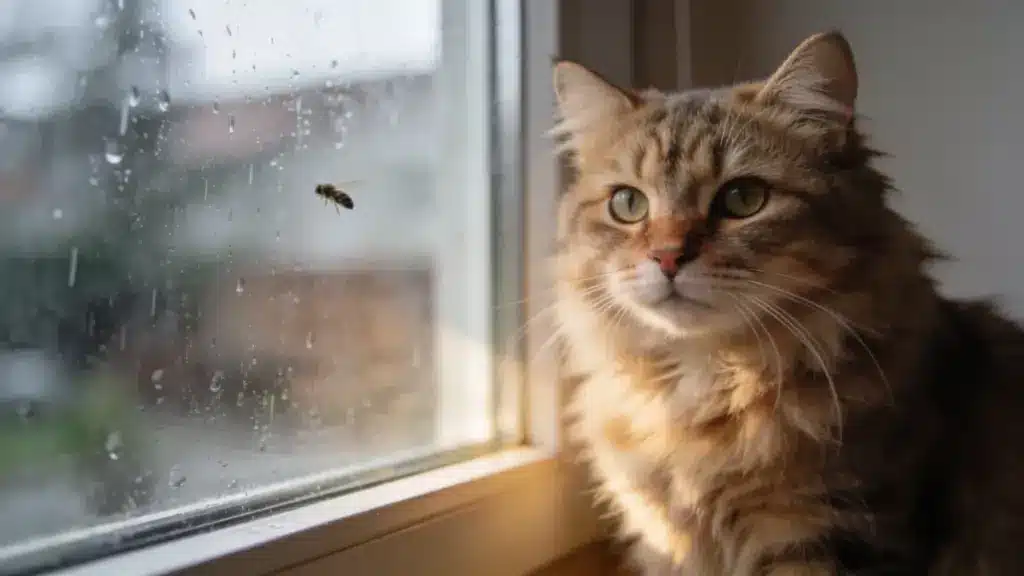 indoor cats looking at bugs
