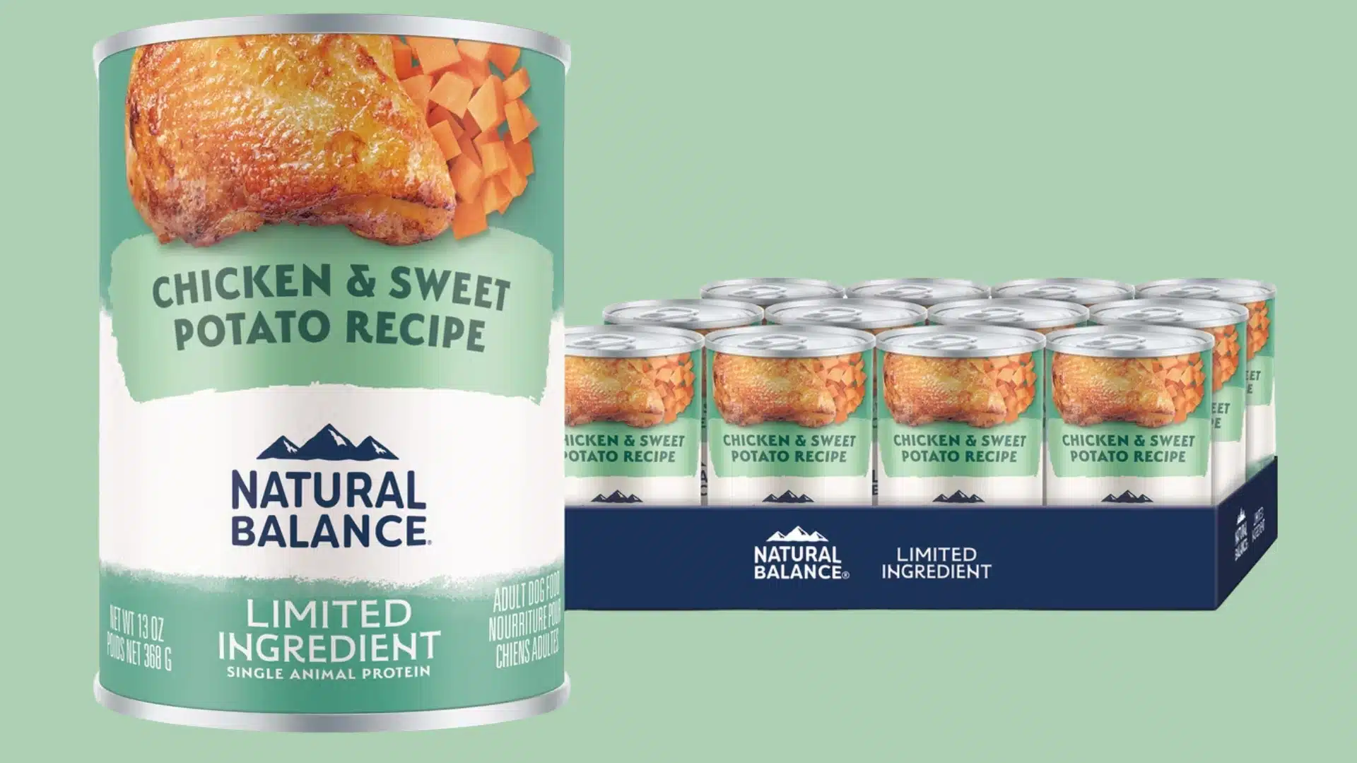 Natural Balance chicken and sweet potato limited ingredient dog food cans and multipack