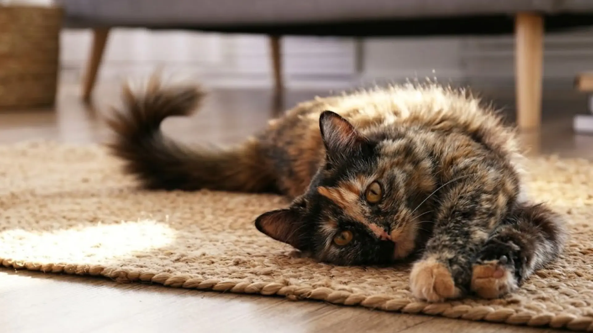 Cat lying on floor appearing weak and tired possible signs of rabies in cats