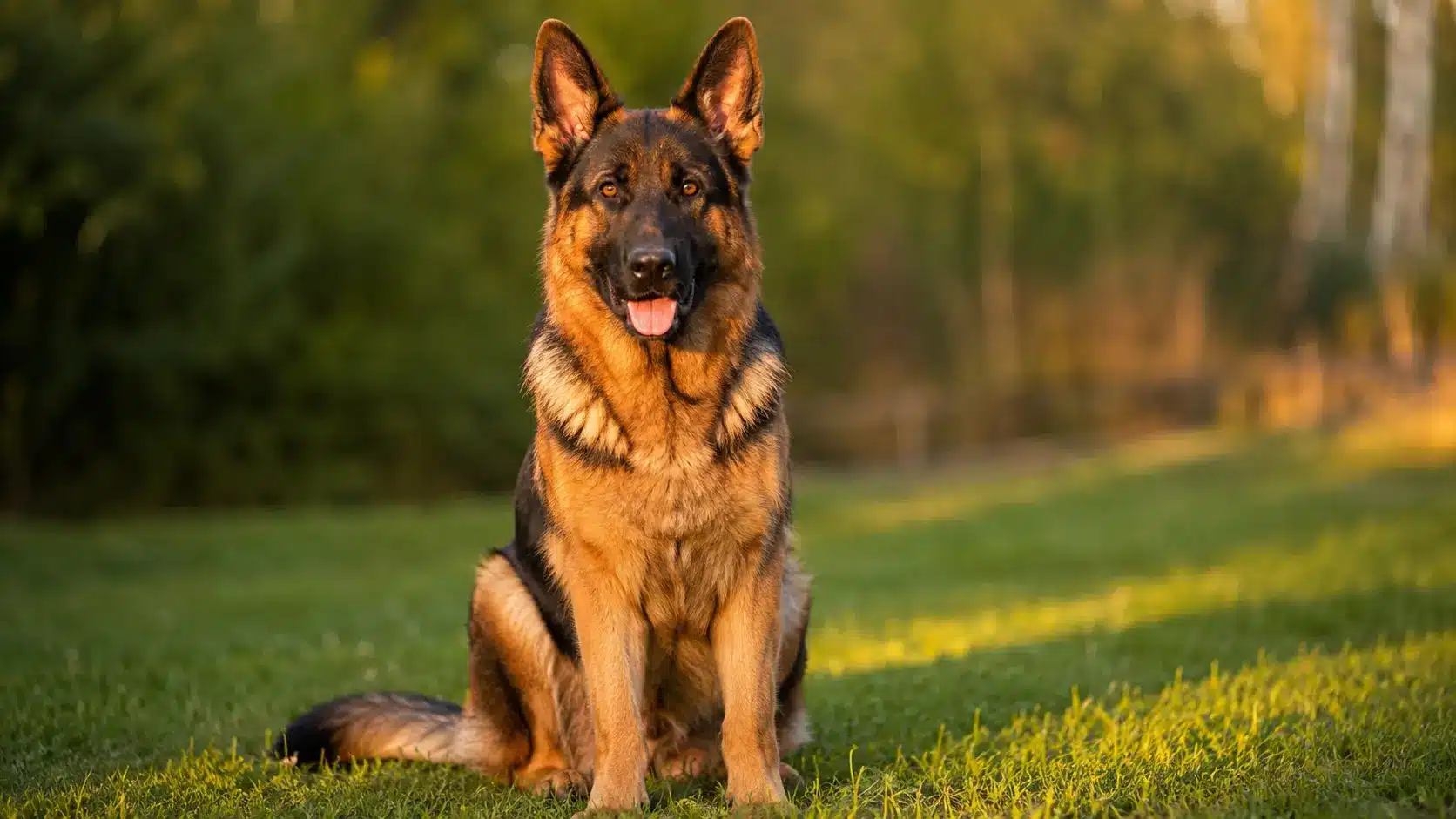 Healthy German Shepherd sitting on grass, representing common German shepherd health issues owners should know