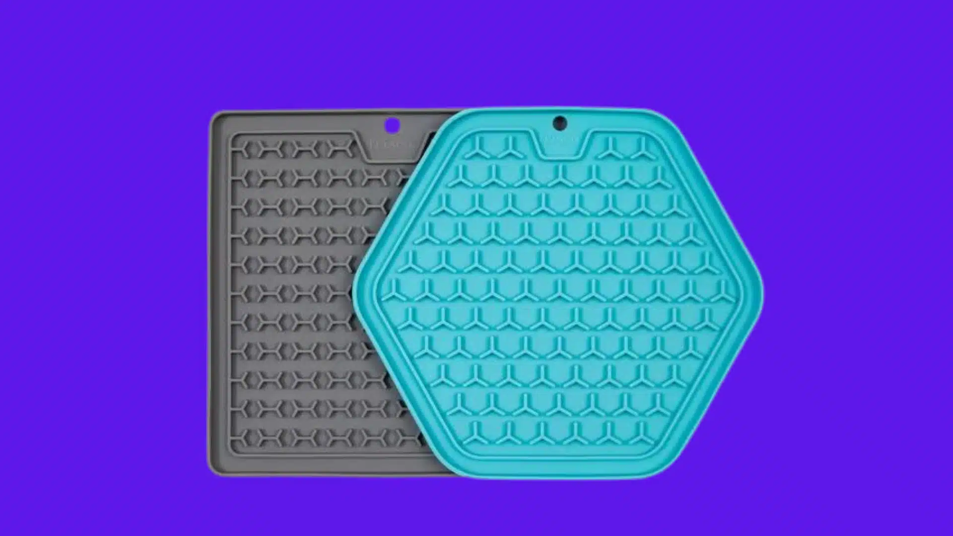 Teal and gray silicone dog lick mats