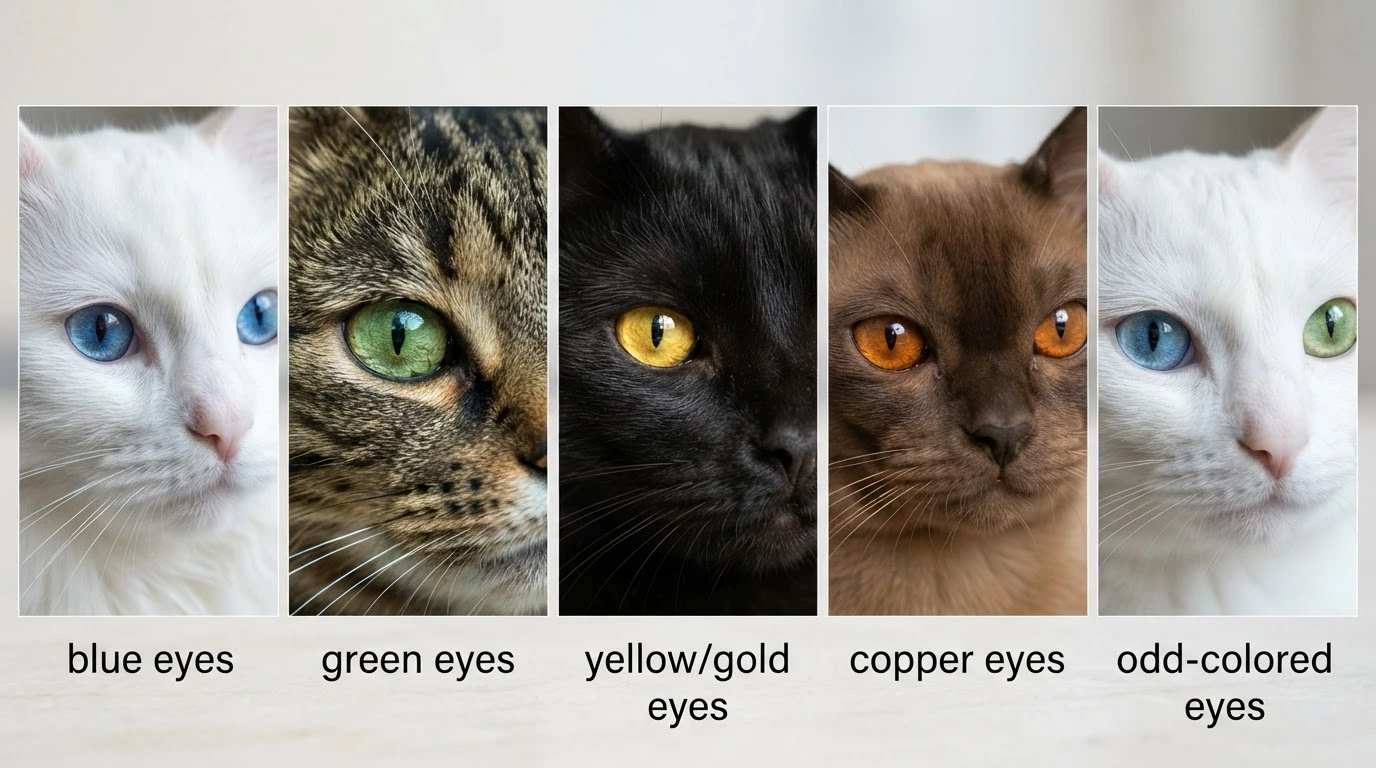 cat eye colors showing blue green gold copper and odd colored eyes in cats