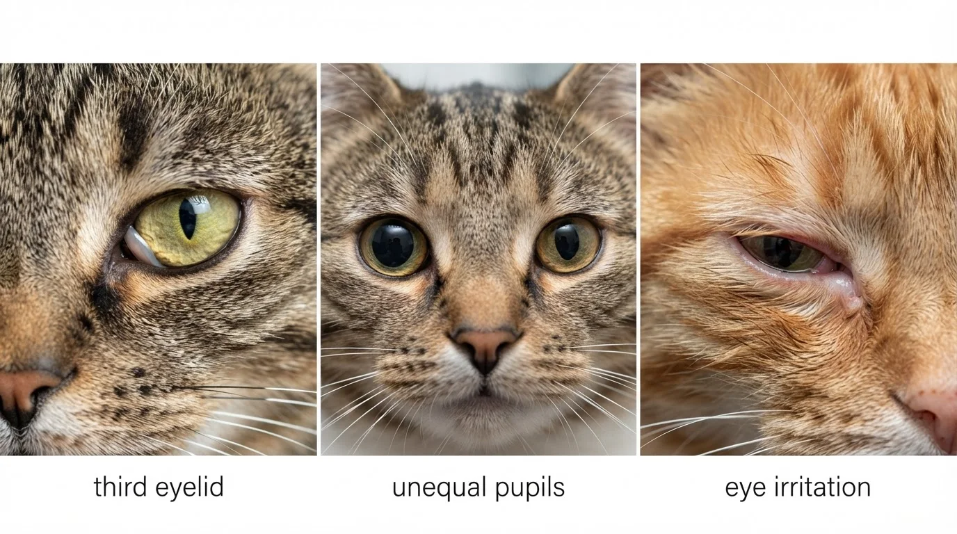 cat eye health showing third eyelid unequal pupils and irritation signs in feline eyes eye