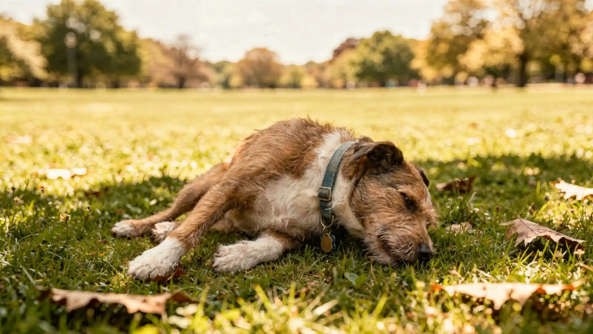 Dog pressing neck into ground during scent marking behavior