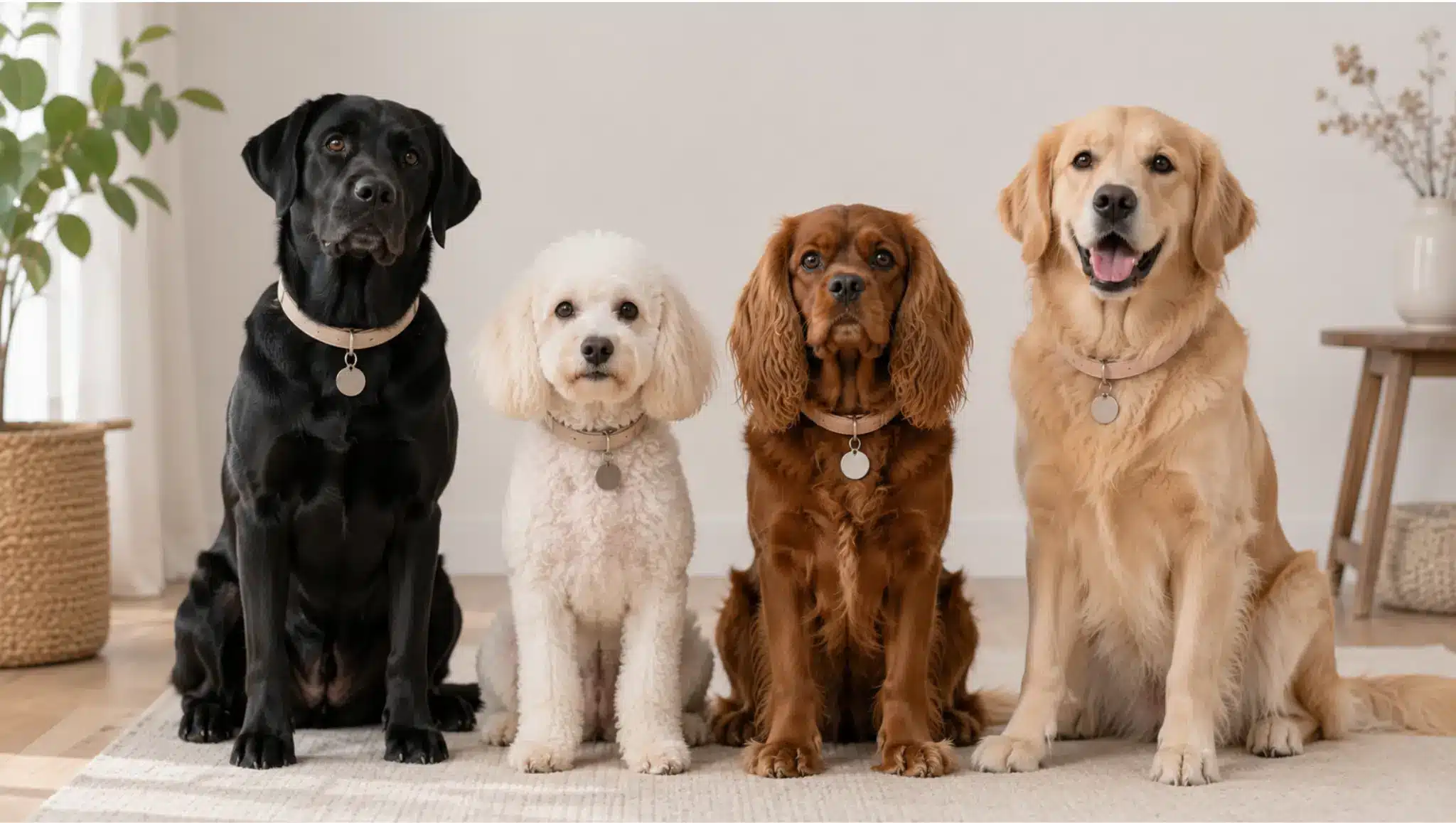 female dogs with different coat colors for color based girl dog name ideas