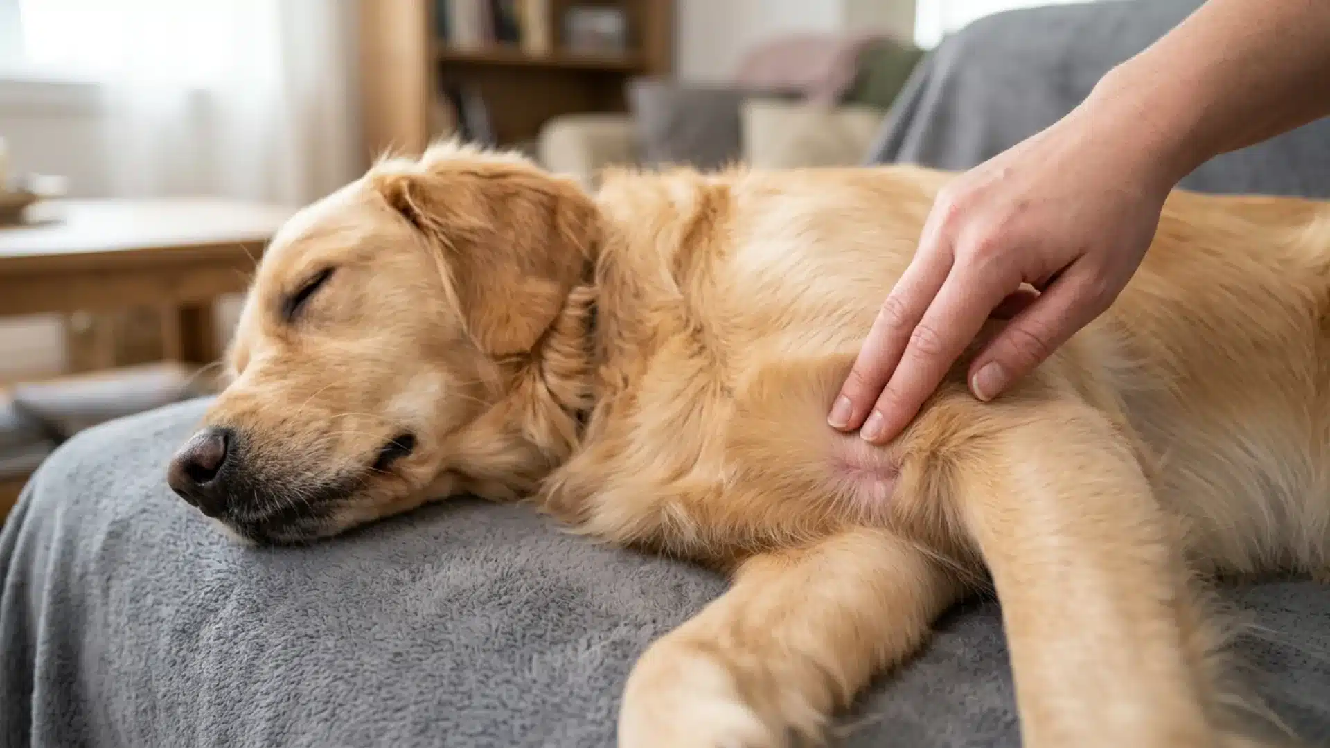 Finding a dog's femoral pulse to check heart rate at home