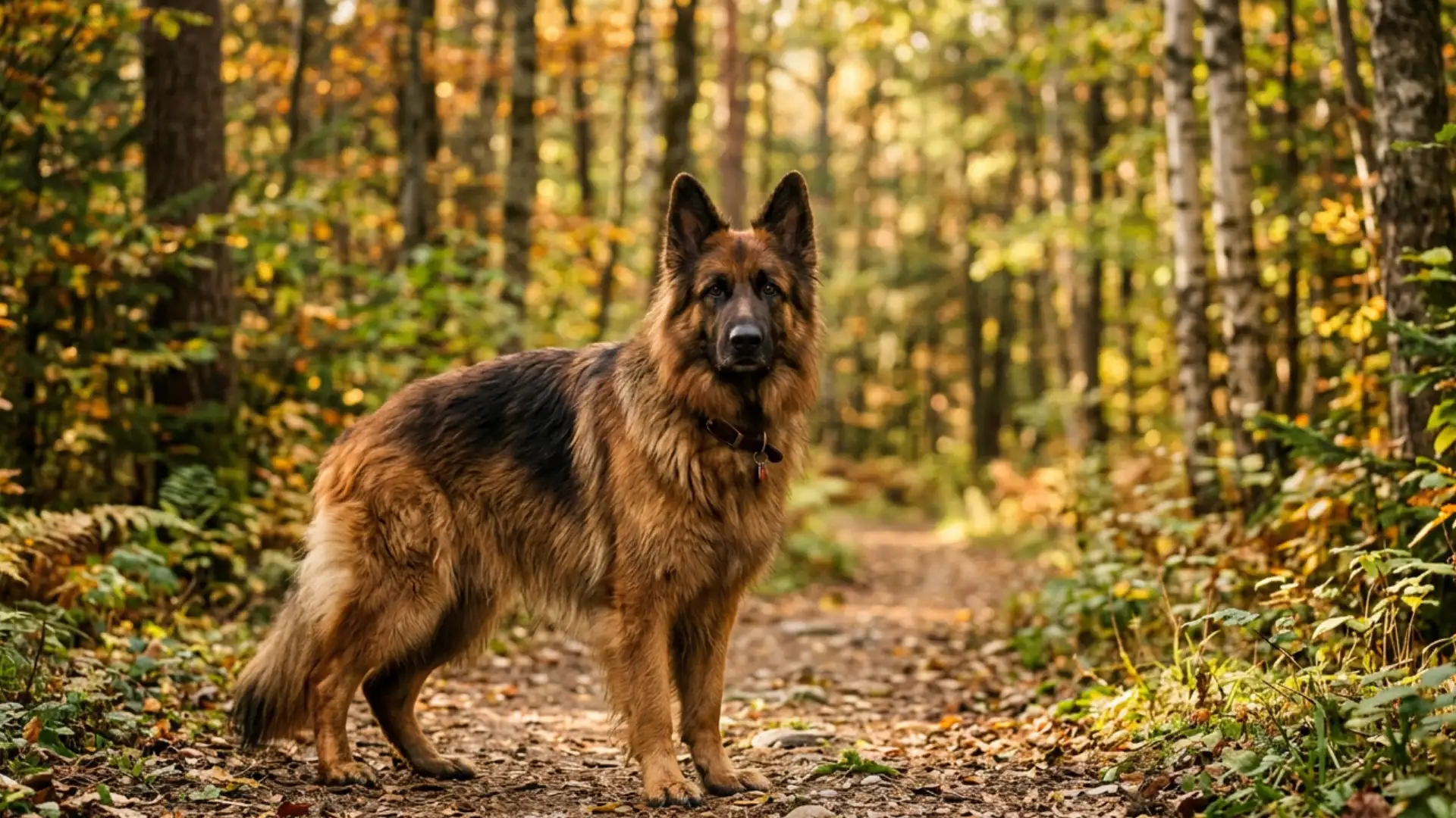 Long-Haired German Shepherd with a flowing coat outdoors