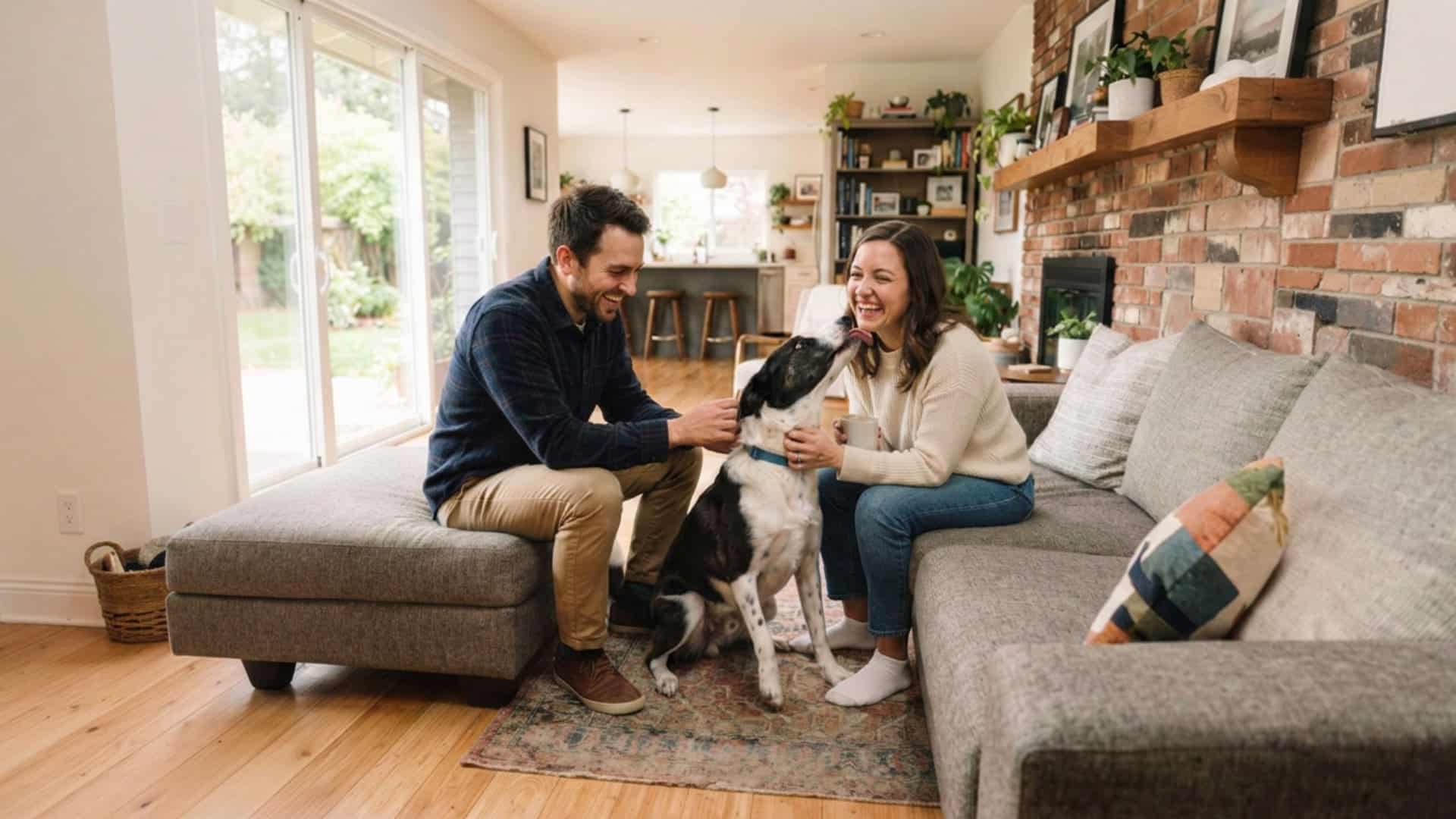 pitsky dog interacting with family showing friendly and playful personality