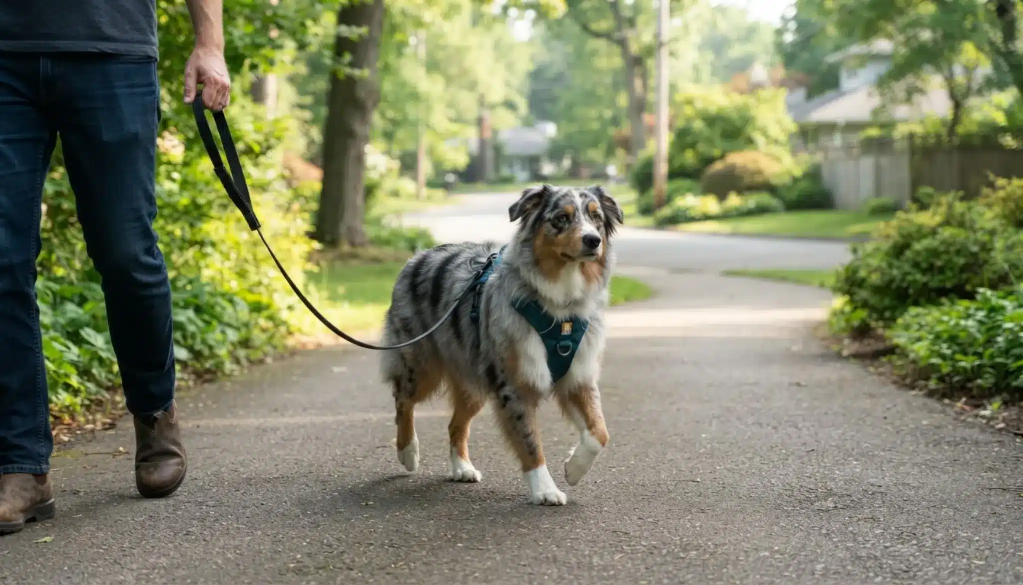 recovering dog walking comfortably as its appetite energy and mild respiratory signs improve