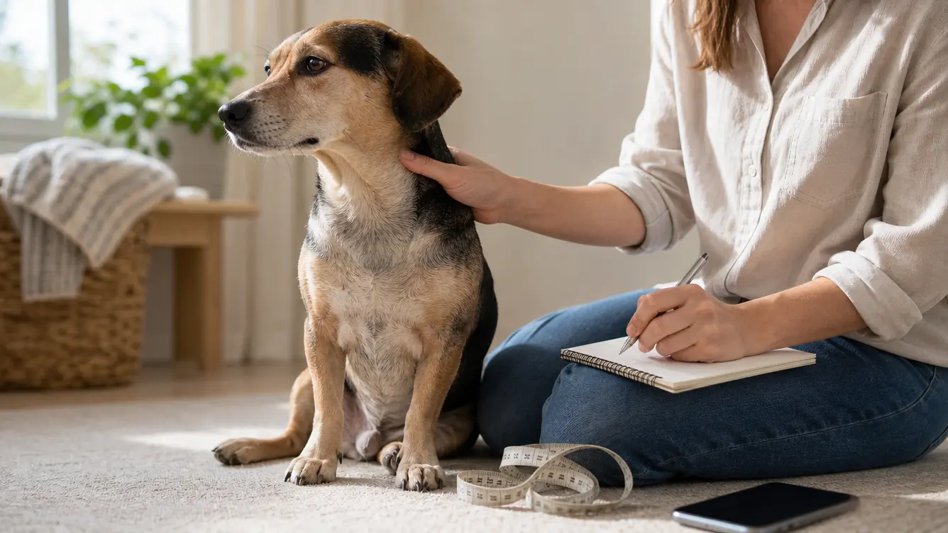 dog owner recording a new neck lump before arranging a veterinary examination for lymphoma