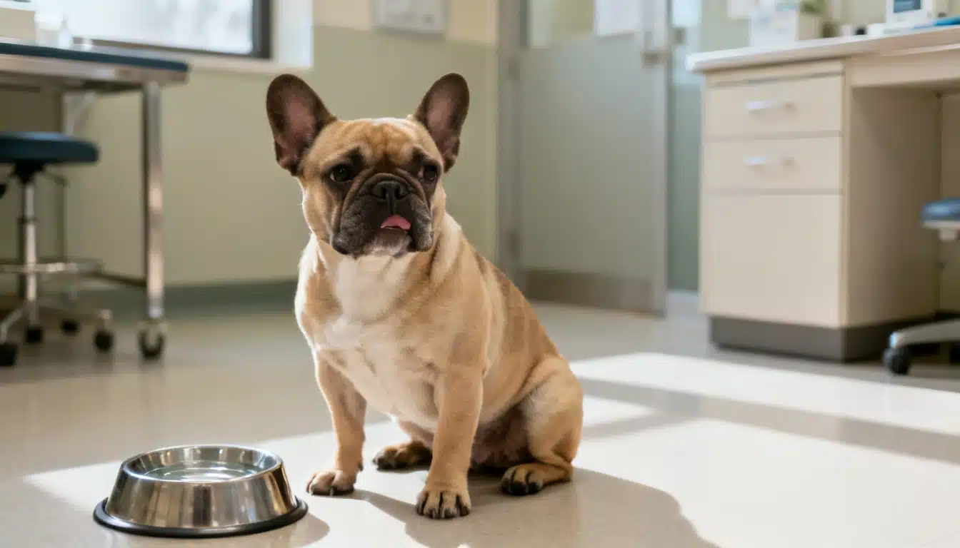 french bulldog during veterinary visit showing breed health monitoring and common care concerns