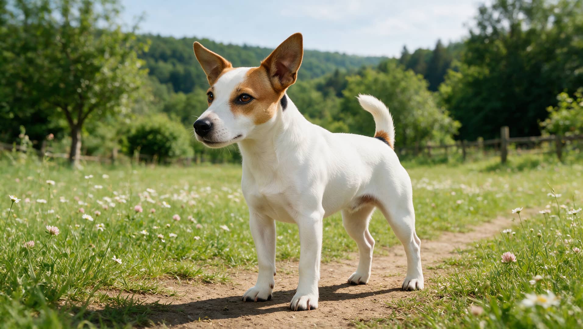 full grown Jack Russell Terrier standing outdoors