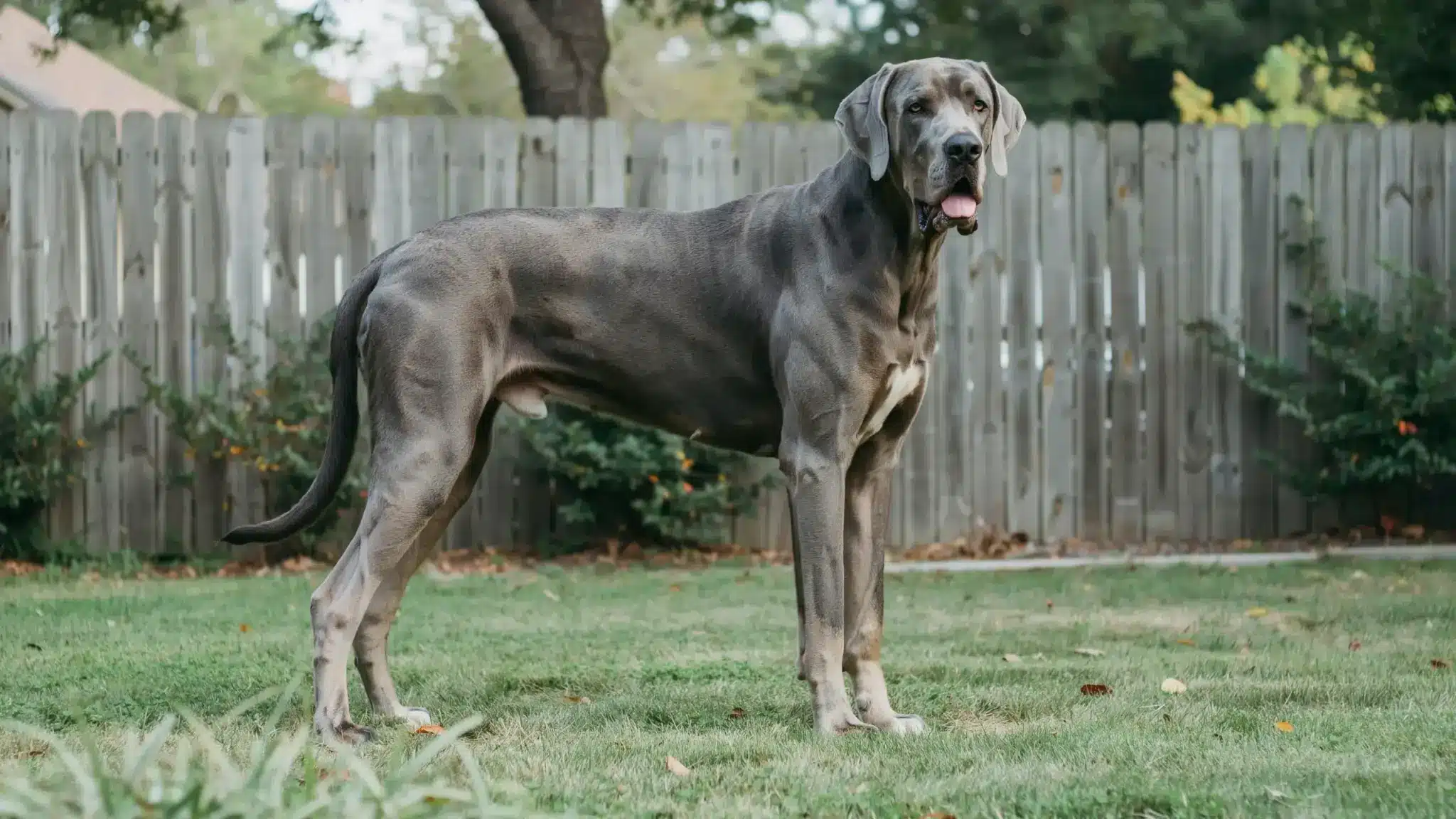great dane dog standing outdoors showing its large body size and calm giant breed appearance