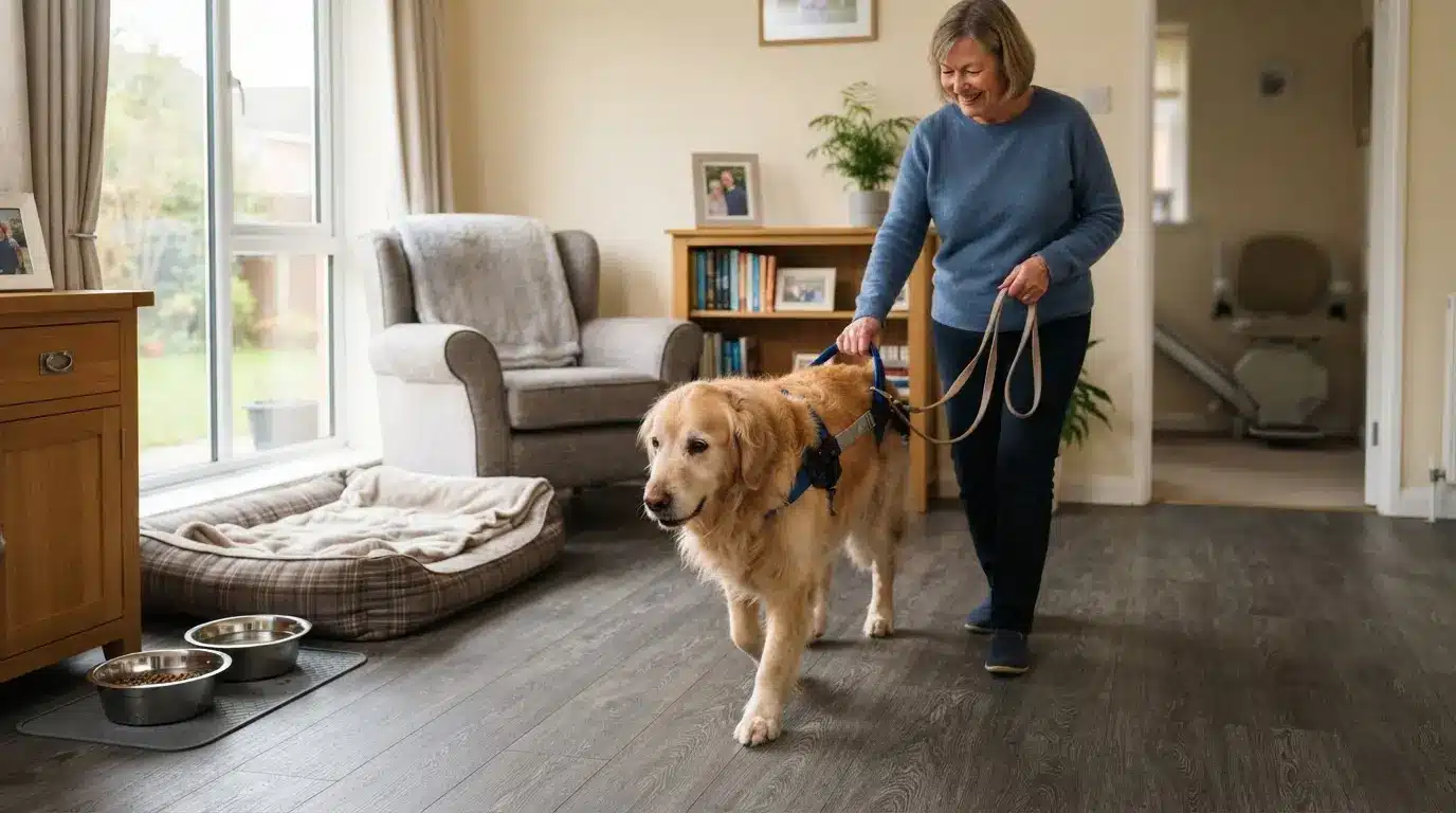 home setup helping a dog with ataxia move safely and stay comfortable