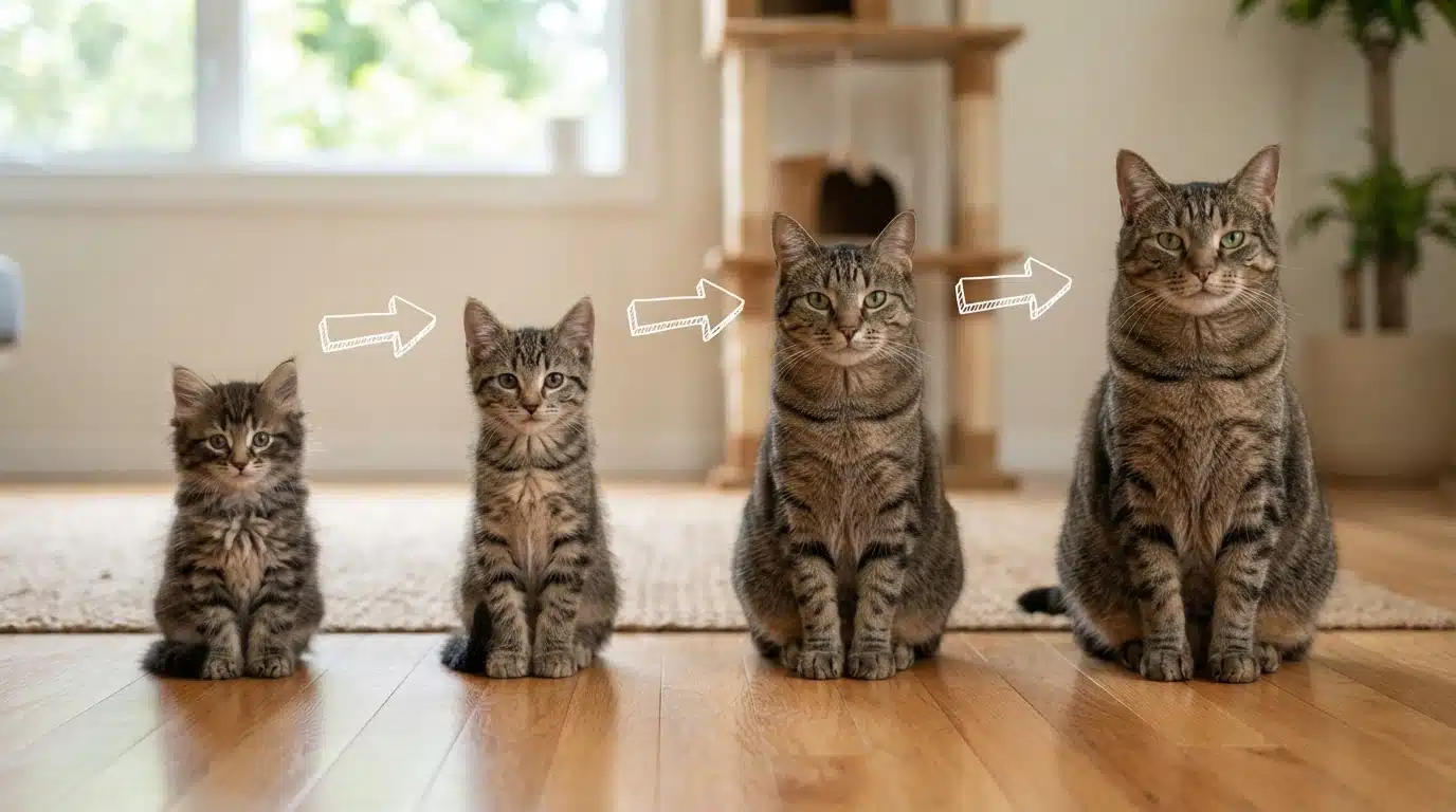 kitten adult and senior cats showing different life stages and age progression over time