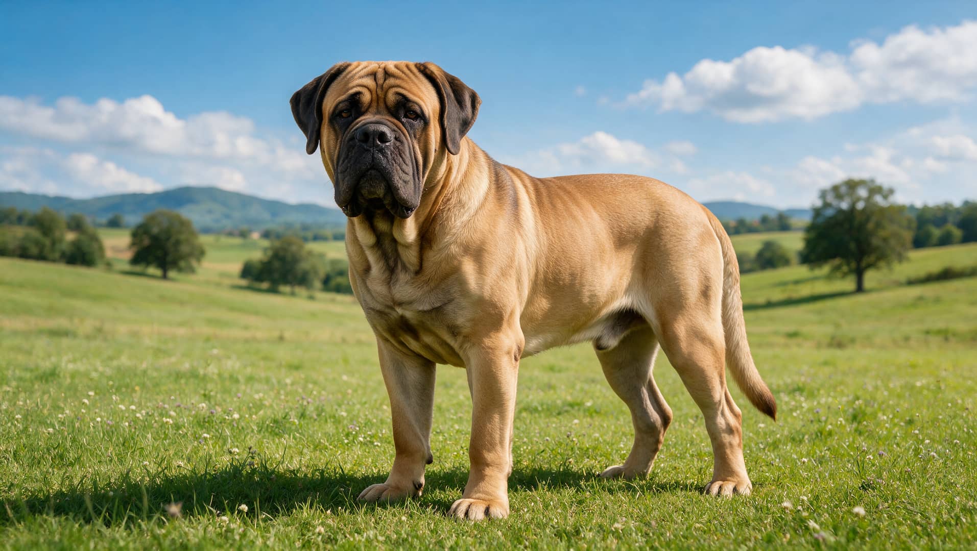 large Mastiff dog with muscular build outdoors