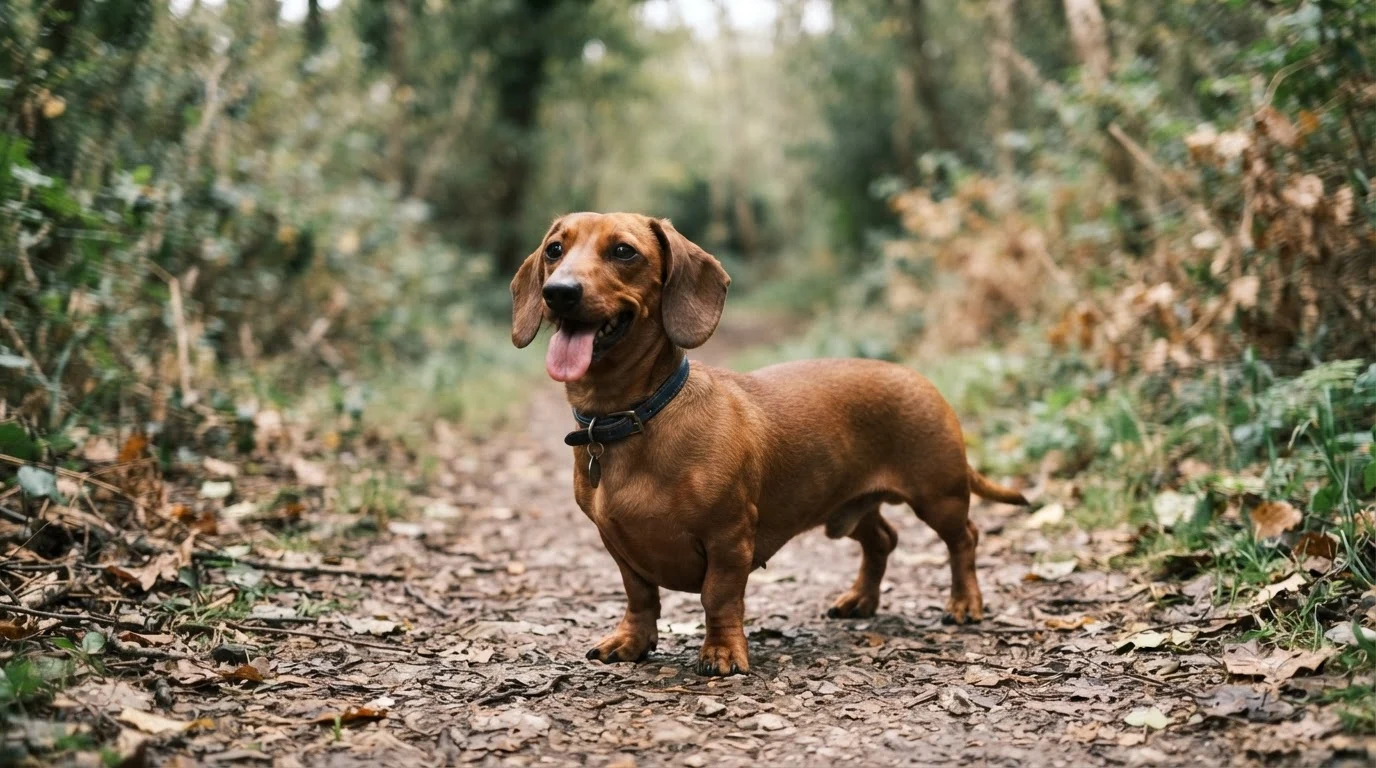 miniature dachshund showing long body and short legs
