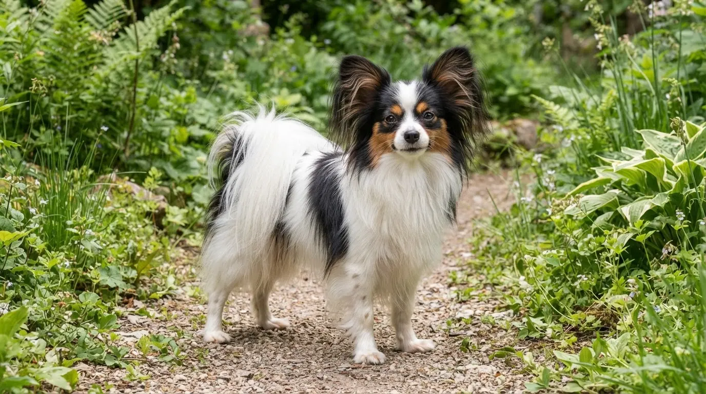 papillon dog showing butterfly ears and silky coat