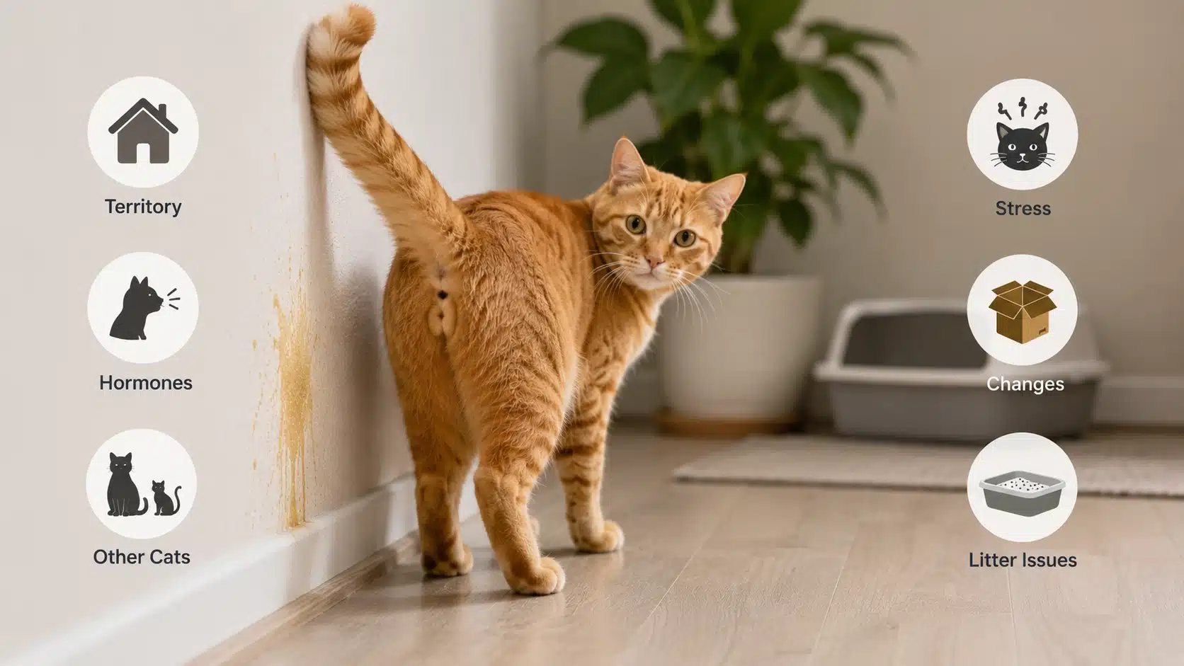 reasons behind neutered cat spraying including stress territory and litter issues