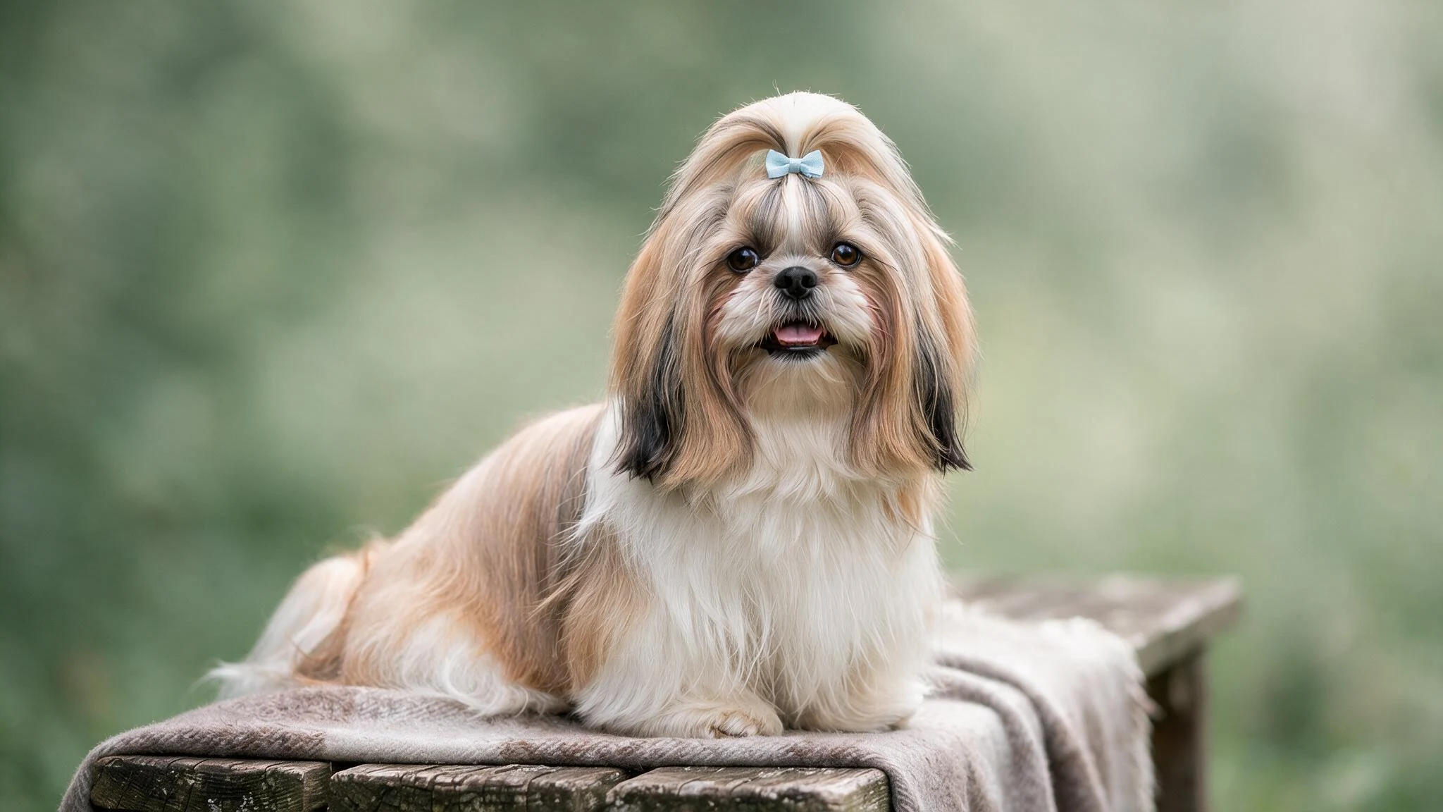shih tzu dog showing long coat and compact body