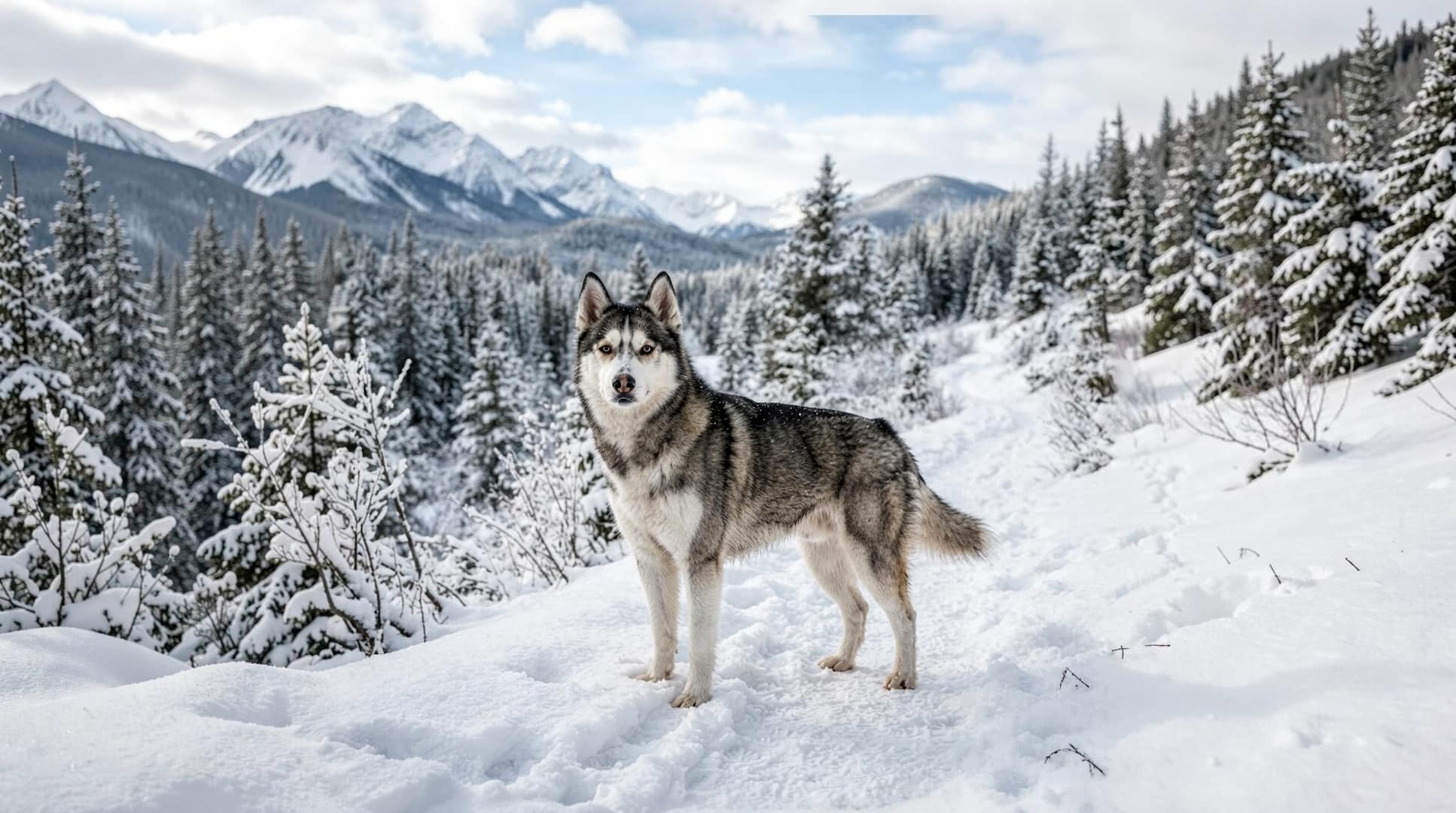 siberian husky standing outdoors showing thick coat and athletic body structure