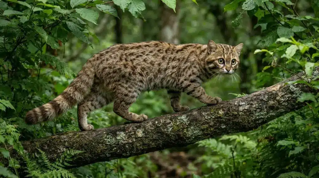 small wild cats from forests deserts and grasslands shown in a realistic wildlife scene