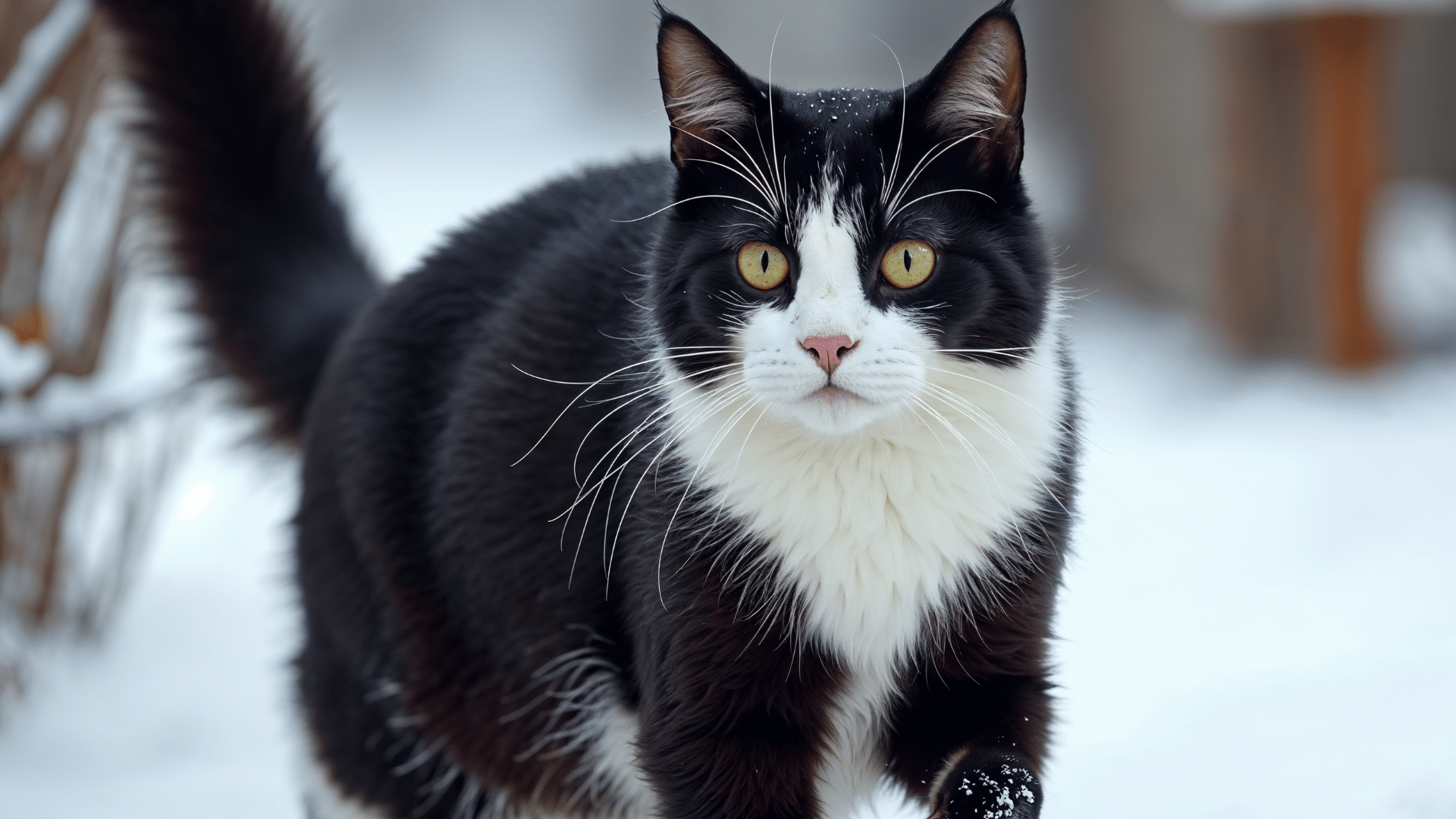 snowshoe cat sitting calmly on a chair with soft fur, blue eyes, and distinctive white facial markings