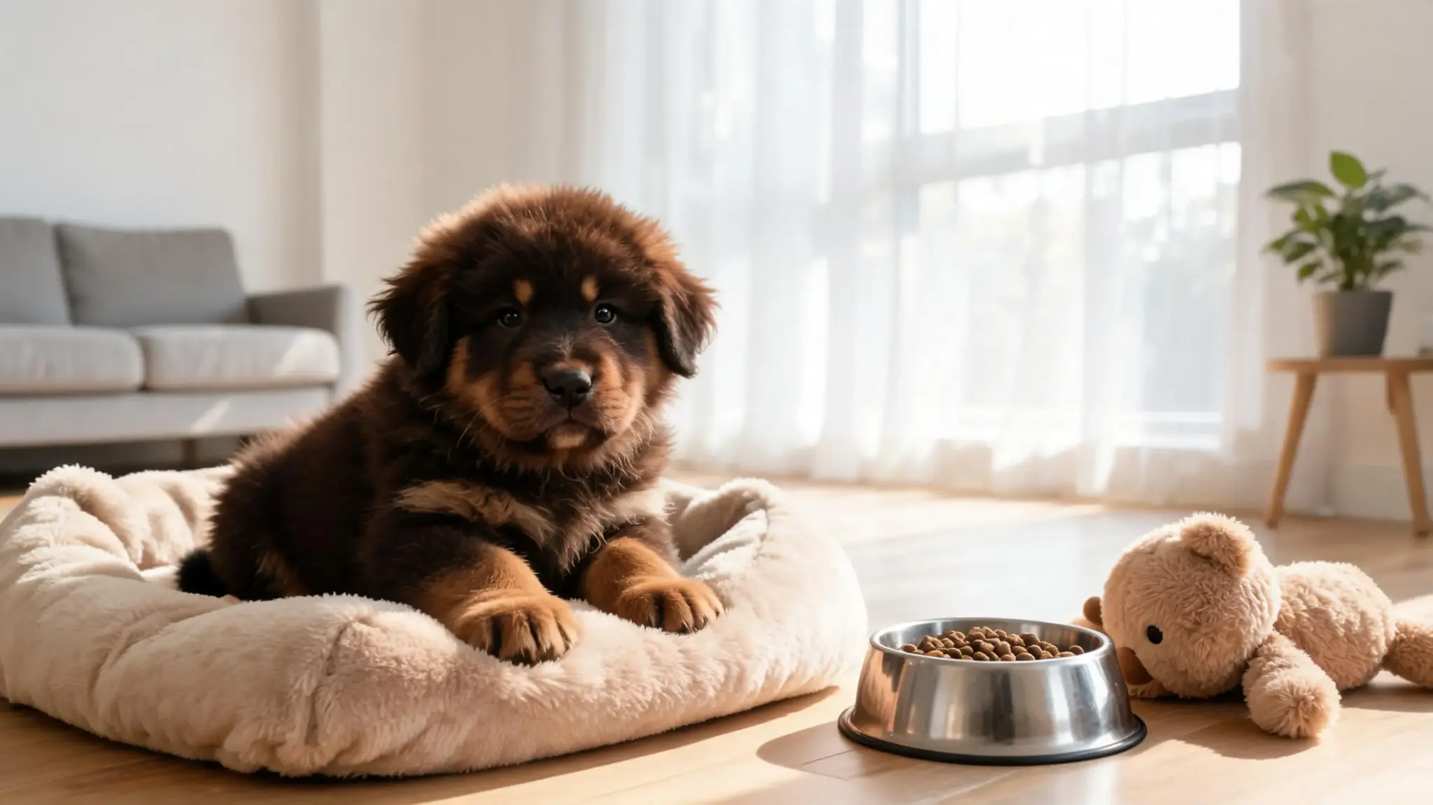 tibetan mastiff puppy showing early growth and development
